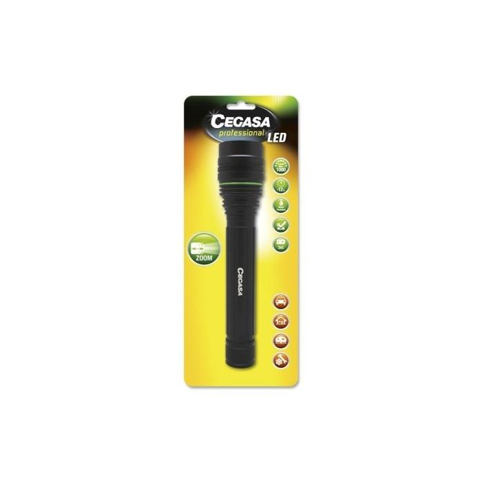 Cegasa Profesional Linterna LED 1000lm - Medidas 22.5 x 5cm - Fabricada en Aluminio - Funciona con 3 Pilas C LR14 (No Incluidas)