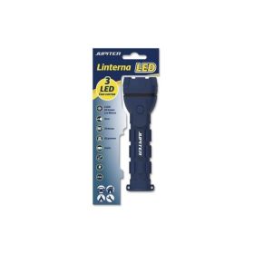 Jupiter Linterna de Luz Blanca 3 LED 50lm - Cuerpo de Goma - Resistencia IP44 - Funciona con 2 Pilas AA (No Incluidas) - Color Azul