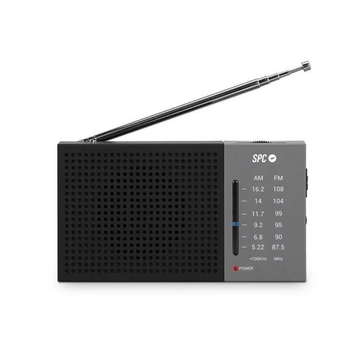 SPC Jetty Lite Radio Portatil Analogica FM/AM - Entrada Jack 3.5mm - Antena Telescopica - Alimentacion con Pilas - Color Negro/Gris
