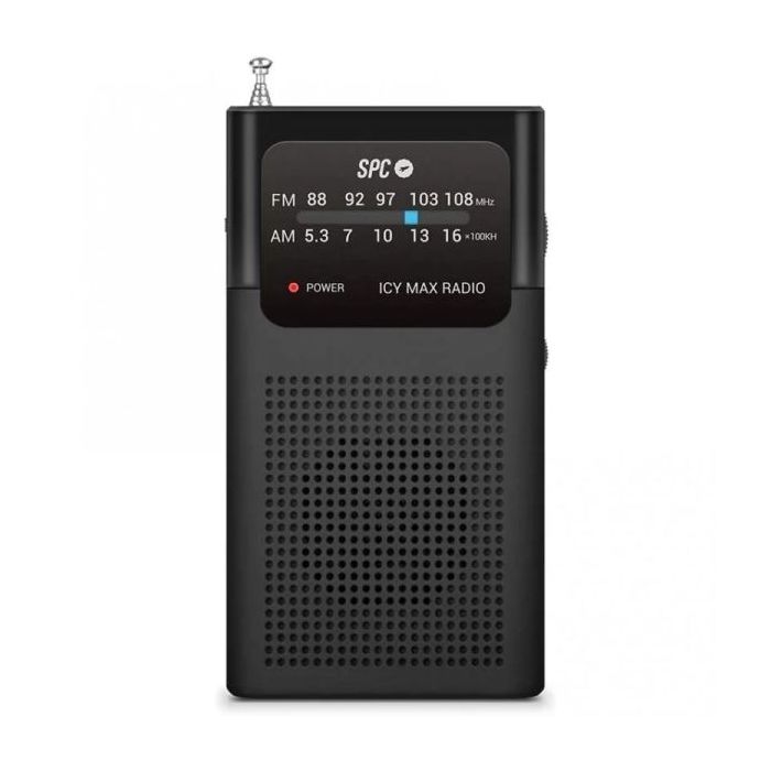 SPC Icy Max Radio Portatil Analogica FM/AM - Entrada Jack 3.5mm - Antena Telescopica - Alimentacion con Pilas - Color Negro