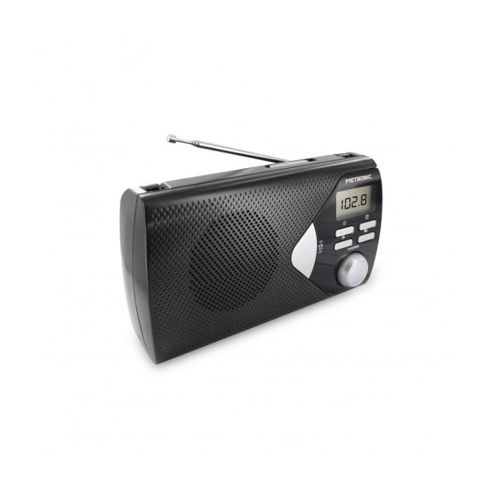 Metronic Radio Portatil AM/FM con Funcion Alarma - Pilas - Color Negro