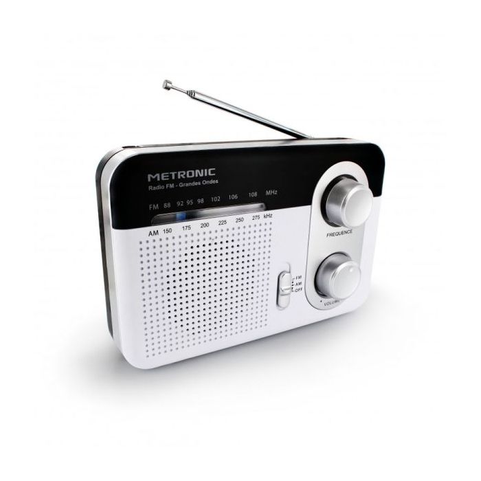Metronic Radio Portatil AM/FM y Onda Larga - Colo blanco