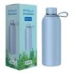 Dohe Botella Reutilizable 500ml - Acero Inoxidable de Doble Pared - Libre de BPA - Tapon Hermetico Antigoteo de Acero Inoxidable - Recubierta de Caucho - Color Azul