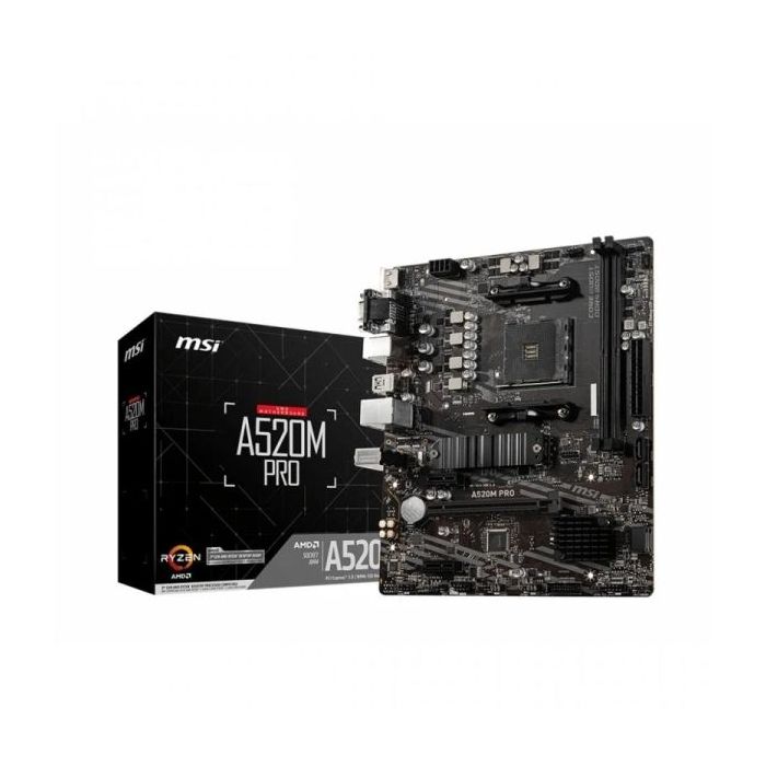 MSI Placa Base A520M PRO AM4 2xDDR4 - HDMI, VGA, DP, M.2, USB3.2, MicroATX