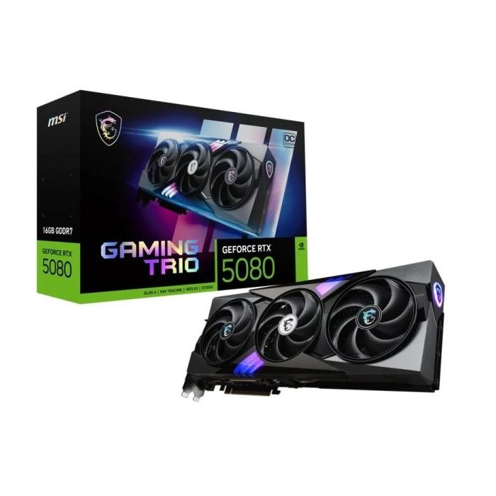 MSI GeForce RTX 5080 Gaming Trio OC Tarjeta Grafica 16GB GDDR7 Reflex 2 RTX AI DLSS4