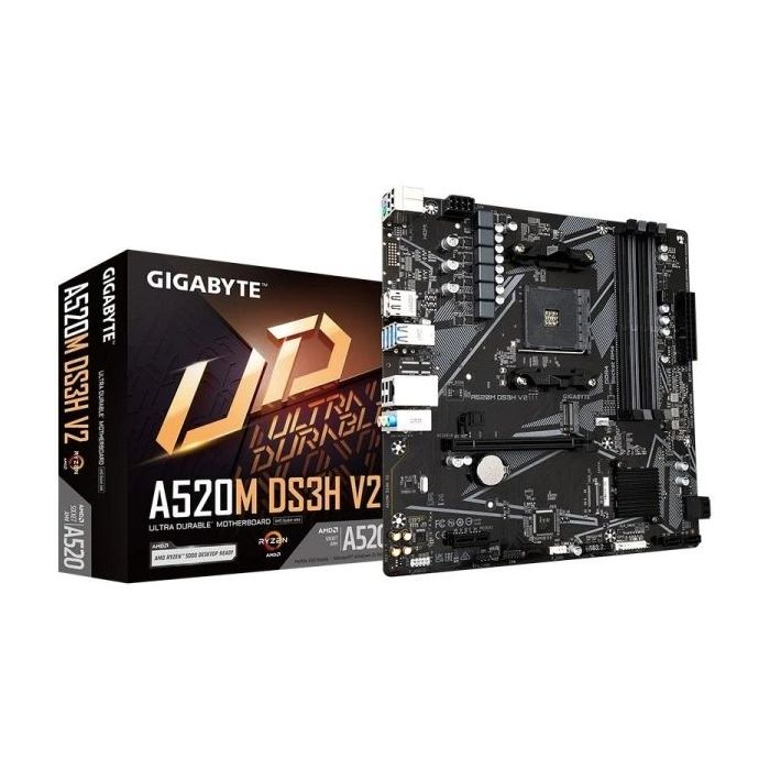 Gigabyte A520M DS3H V2 Placa Base AMD AM4 4xDDR4 - M.2, SATA, PCIe3.0 - HDMI, DisplayPort, DVI, RJ-45, USB 3.2 - MicroATX