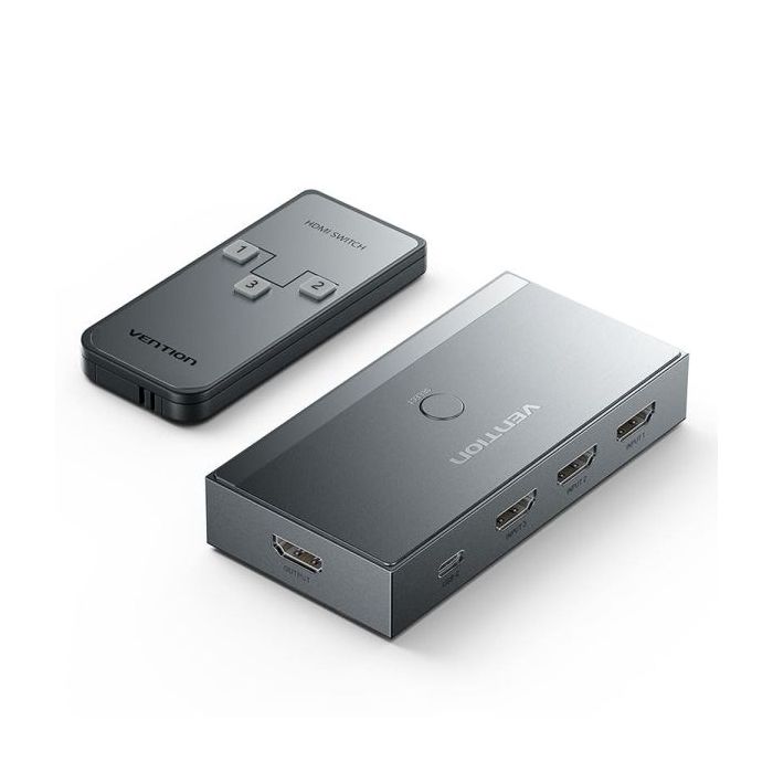 Vention Switch/Splitter HDMI 2.1 - 3x HDMI 2.1 Hembra 8K - USB-C - Color Gris