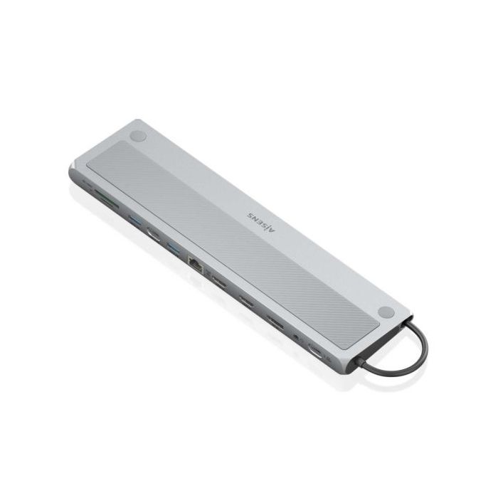 Aisens USB-C Dock 12 en 1 - USB-C a 2xHDMI - 1xDisplayPort - 1xRJ45 - 3xUSB-A USB3.0 - 1xUSB-C - 1xUSB-C PD - 1xSD - 1xMicro SD - 1xAudio - 30cm - Color Gris