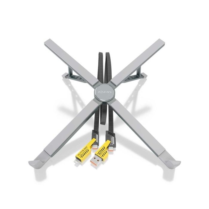 Aisens Soporte de Sobremesa Ajustable para Portatil / Tablet - USB-C - Docking 4 en 1 - Color Gris