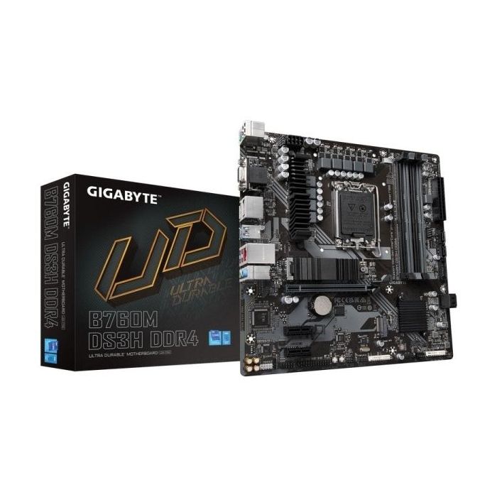Gigabyte B760M DS3H Placa Base Intel LGA1700 4x DDR4 - M.2, SATA, PCIe4.0, HDMI, Displayport, USB 3.2, USB-C - MicroATX