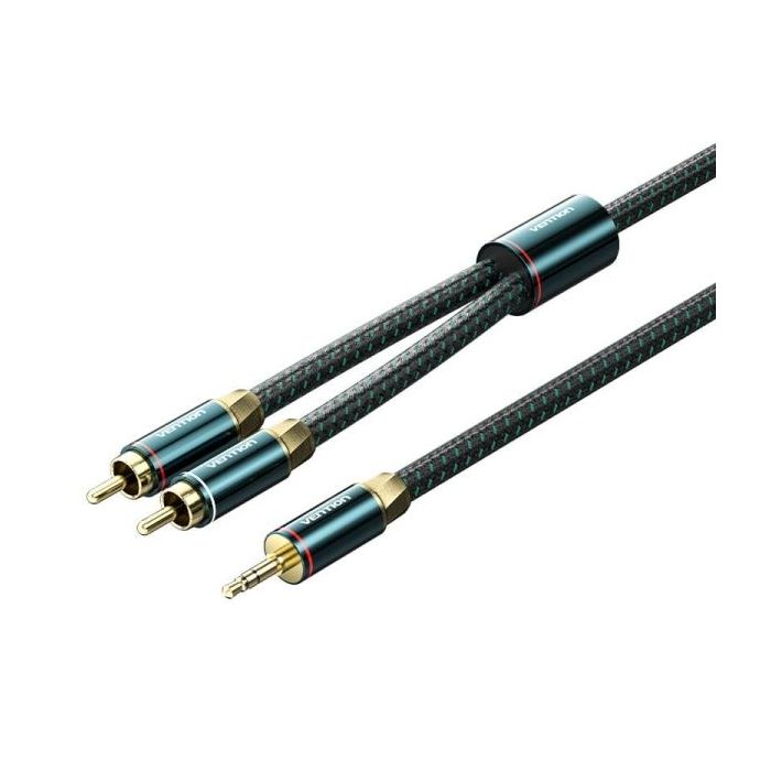Vention Cable Jack 3.5 a 2xRCA Macho - 1m - Trenzado - Color Verde