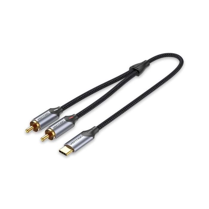 Vention Cable USB-C a 2xRCA Macho - 1m - Trenzado - Color Gris
