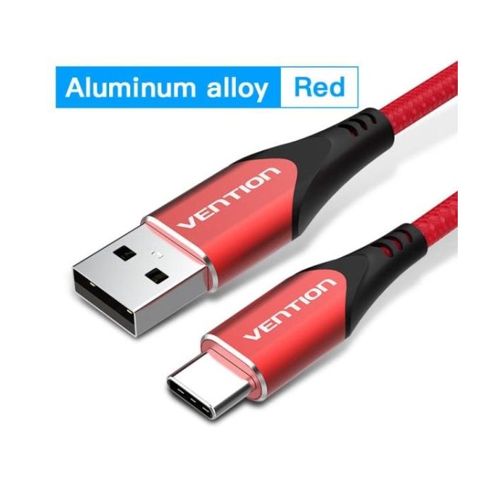 Vention Cable USB-C 2.0 a USB-A 3A 60W - 2m - Trenzado - Color Rojo