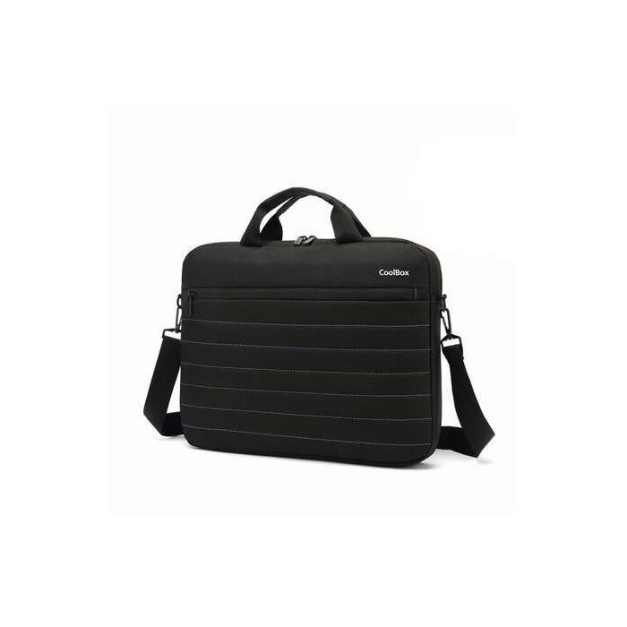 CoolBox Maletin para Portatil hasta 14" - Compartimento Principal Acolchado - Tejido Impermeable - Color Negro