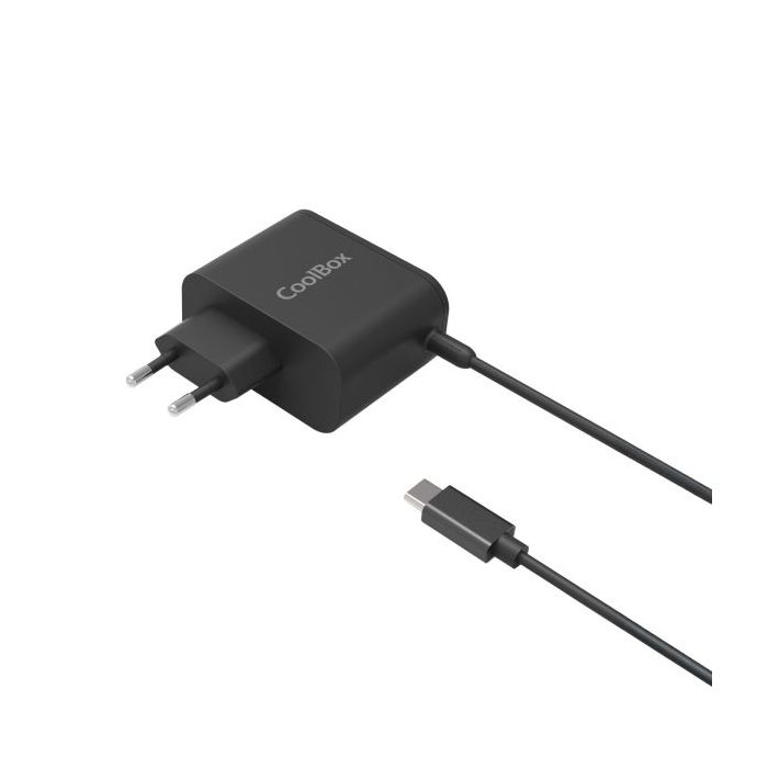 Coolbox Cargador Universal para Portatil 65W USB-C - Compatible con QC3.0 - Tecnología GaN - Cable de 1.20m