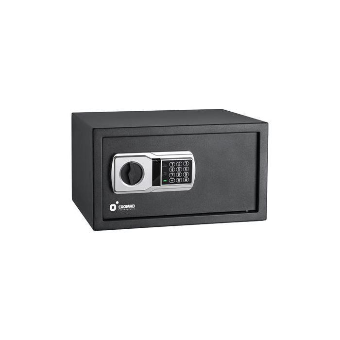 Cromad Caja Fuerte Electronica - Alto Nivel de Seguridad - De 3 a 8 Digitos - Bisagras Ocultas - Incluye Llave de Emergencia - 250x350x250mm