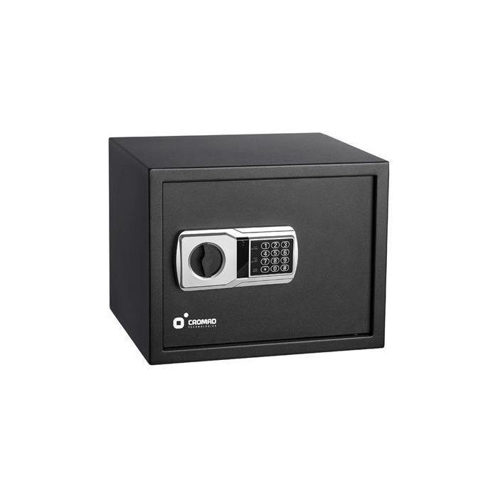 Cromad Caja Fuerte Electronica - Alto Nivel de Seguridad - De 3 a 8 Digitos - Bisagras Ocultas - Incluye Llave de Emergencia - 300x380x300mm