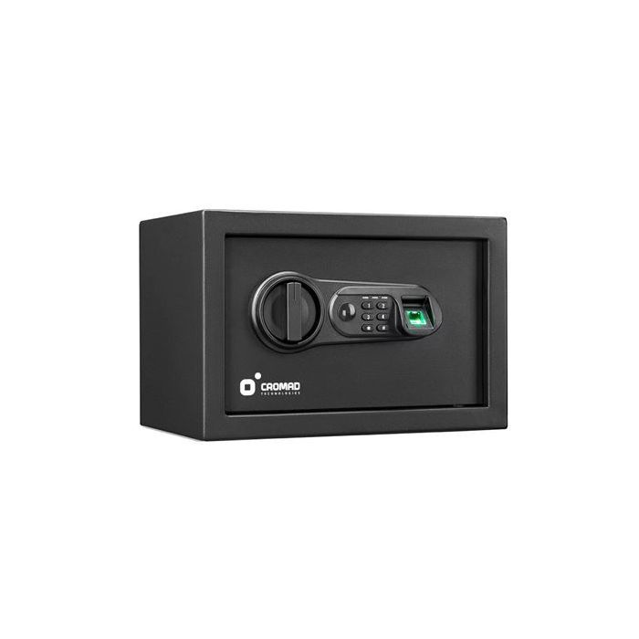 Cromad Caja Fuerte Electronica - Alto Nivel de Seguridad - De 4 a 8 Digitos - Huella Dactilar - Bisagras Ocultas - Incluye Llave de Emergencia - 200x310x200mm