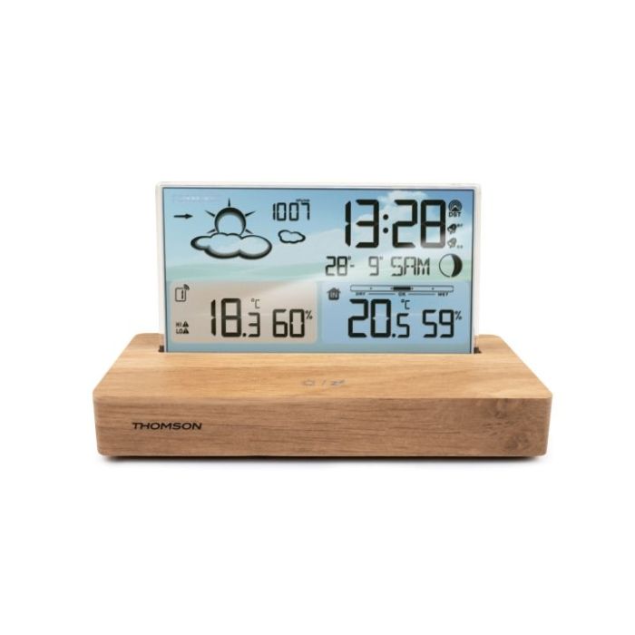 Thomson CT600 Estacion Meteorologica - Reloj Despertador - Color Madera/Blanco