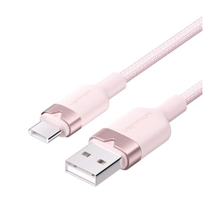 Vention Cable USB-C 2.0 a USB-A 3A 60W - 2m - Trenzado - Color Rosa