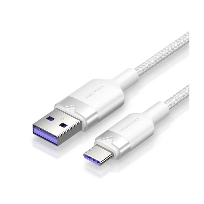 Vention Cable USB-C 2.0 a USB-A 6A 100W - 2m - Trenzado - Color Blanco