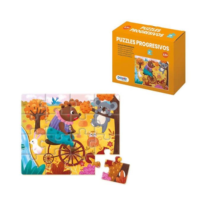 Dohe Puzzle Infantil de 16 Piezas - Tematica Animales - Fabricado en Doble Capa de Carton - Capa Intermedia de Contrachapado - Estimula la Imaginacion - A partir de 2 Años y Medio