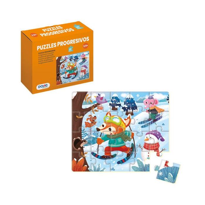 Dohe Puzzle Infantil de 20 Piezas - Tematica La Nieve - Fabricado en Doble Capa de Carton - Capa Intermedia de Contrachapado - Estimula la Imaginacion - A partir de 2 Años y Medio