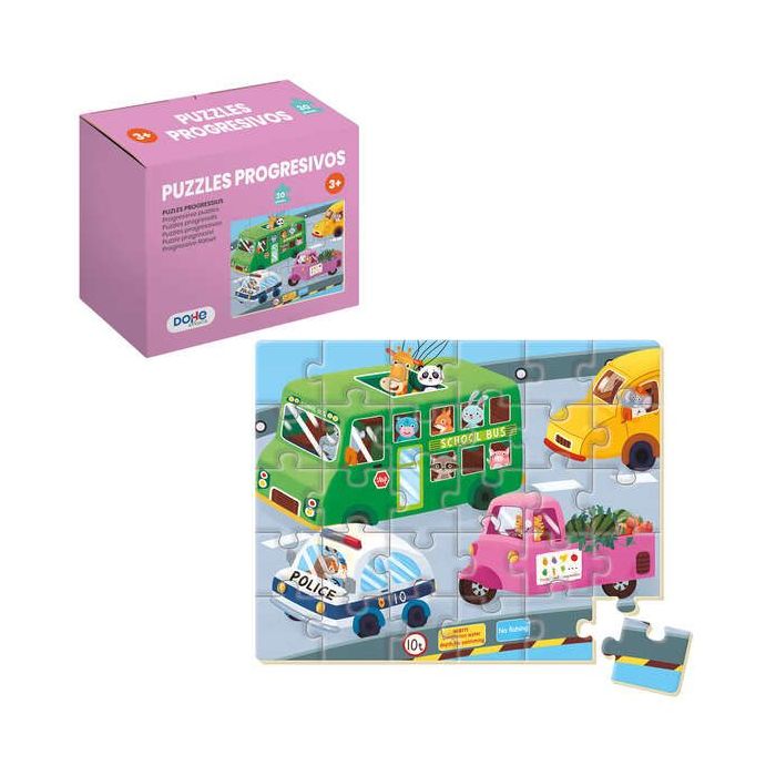 Dohe Puzzle Infantil de 30 Piezas - Tematica Vehiculos - Fabricado en Doble Capa de Carton - Capa Intermedia de Contrachapado - Estimula la Imaginacion - A partir de 3 Años