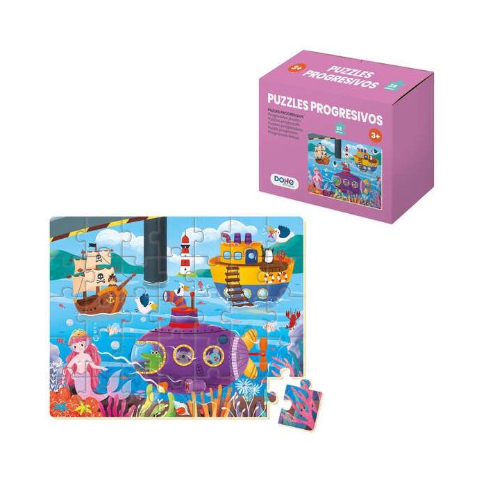 Dohe Puzzle Infantil de 35 Piezas - Tematica El Mar - Fabricado en Doble Capa de Carton - Capa Intermedia de Contrachapado - Estimula la Imaginacion - A partir de 3 Años
