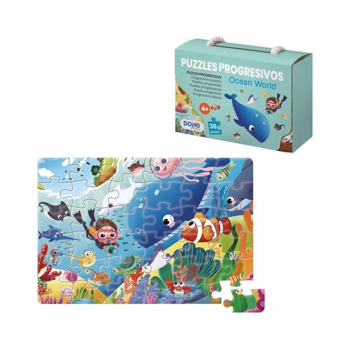 Dohe Puzzle Infantil de 36 Piezas - Tematica Animales del Oceano - Fabricado en Doble Capa de Carton - Capa Intermedia de Contrachapado - Estimula la Imaginacion