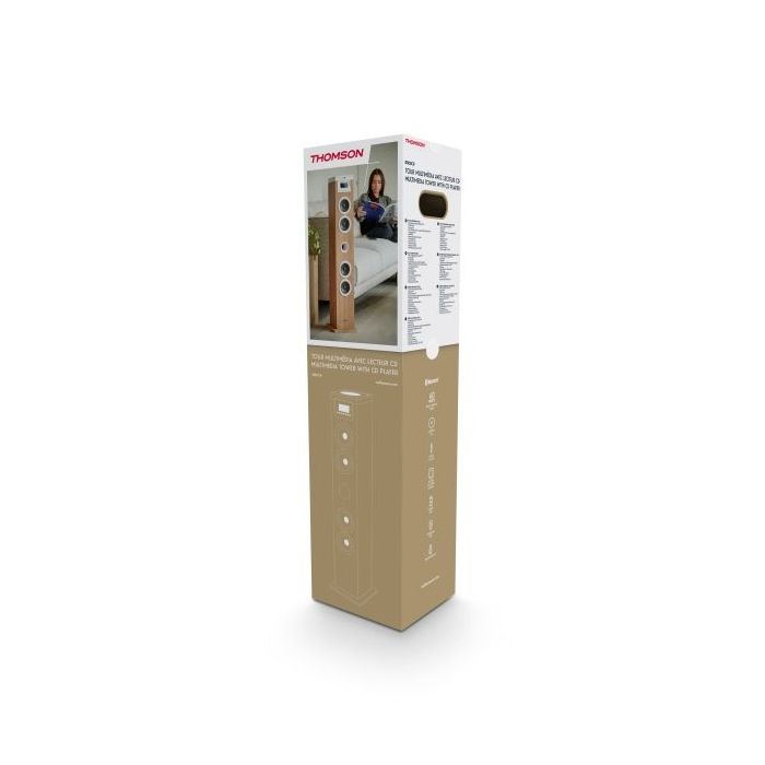 Thomson DS121CD Torre de Sonido- Potencia Musical 60W - Color Madera/Blanco