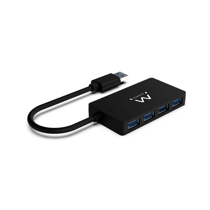 Ewent Hub USB3.2 Gen 1 USB-A de 4 Puertos - Alimentado por USB - Color Negro
