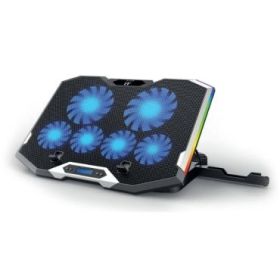 Ewent Soporte para Portatil hasta 15.6" - 6 Ventiladores Silenciosos - 6 Velocidades - RGB Led - Color Negro