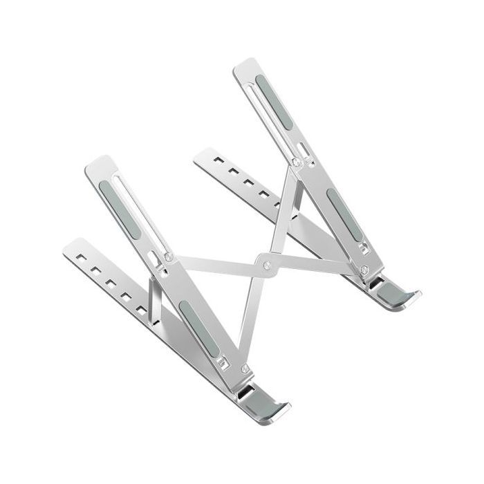 Ewent EW1266 Soporte Plegable de Viaje - Aleacion de Aluminio - Eleva de 5 a 15 cm tu Portatil - Color Plata