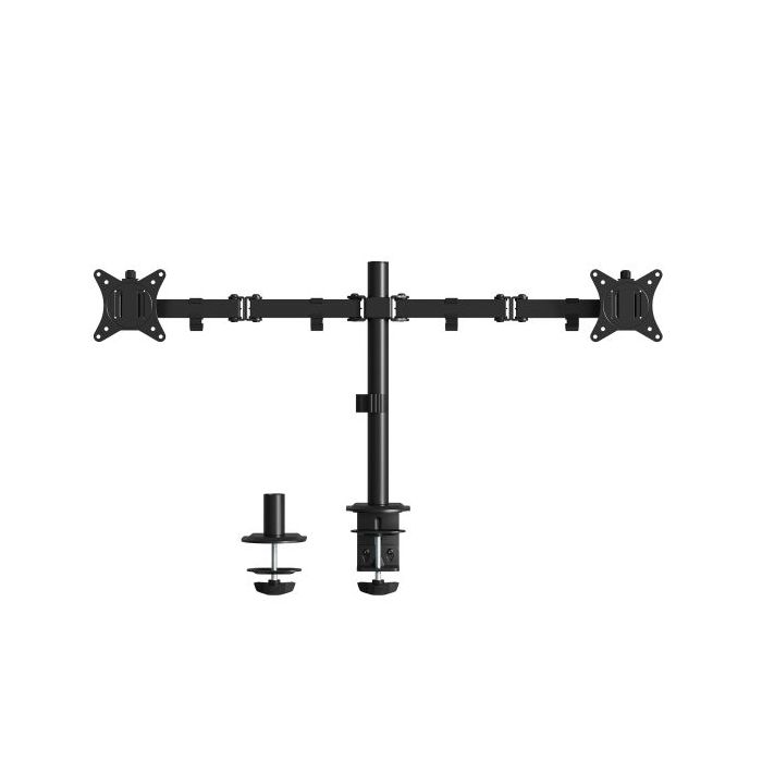 Ewent Soporte de Monitor de Escritorio - 2 Monitores de 13-32"-VESA Maximo 100x100 - Pantalla plana hasta 9 kg- Pantalla Curva hasta 7 kg - Color Negro