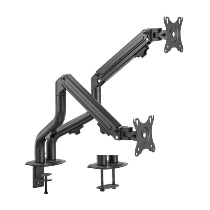 Ewent Soporte de Mesa Contrapeso Giratorio e Inclinable para Monitor/TV 16Kg - 2 Brazos - 17-32" - Color Negro