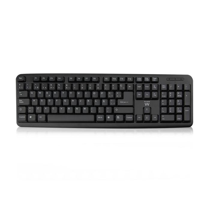 Ewent Teclado con Cable - Diseño Slim - Cable USB-A de 1.35m - Color Negro