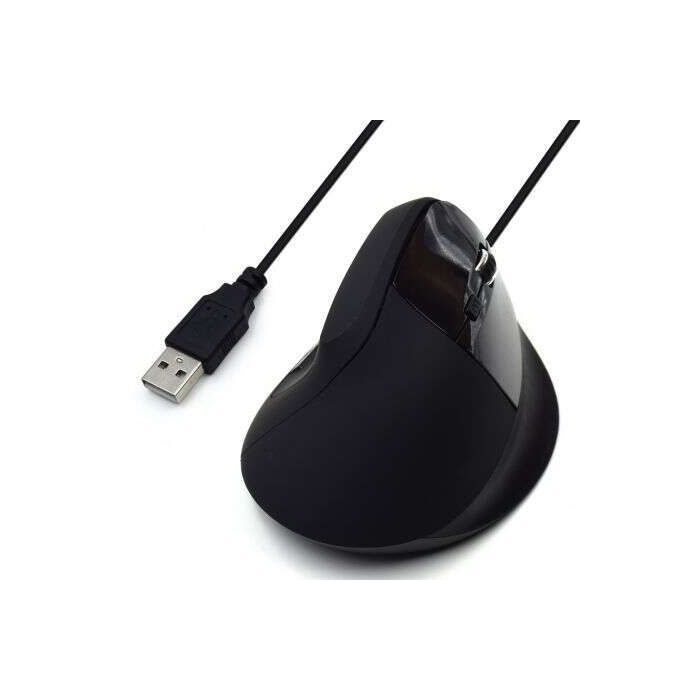 Ewent Raton Ergonomico Vertical USB 1800dpi - 5 Botones - Uso Diestro - Cable de 1.23m - Color Negro
