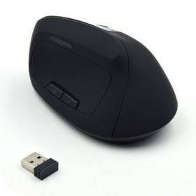 Ewent Raton Inalambrico 2.4hz - Raton Vertical Ergonomico - DPI Seleccionable 800-1200-2400dpi -Bateria Recargable de Litio 400mAh - Color Negro