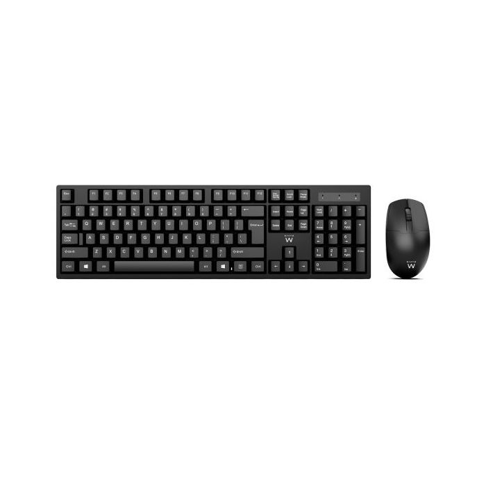 Ewent Pack Inalambrico 2.4hz KB+RATON - Teclado de Oficina - Receptor USB-A - 1 Bateria AAA (Incluida) - Color Negro