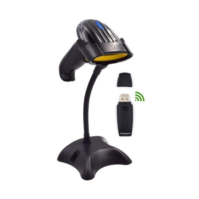 Ewent EW3430 Lector de Codigos de Barras 1D Inalambrico - Modo Manual y Automatico - Color Negro