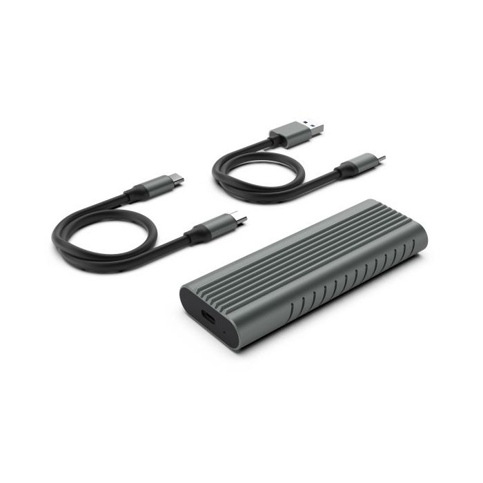 Ewent Caja Externa USB 3.2 - USB-C SSD sin Tornillos - Cable USB C-C y USB C-A - Color Gris