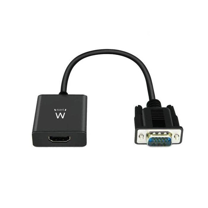 Ewent EW9866 Convertidor VGA a HDMI con Audio - Resolucion Maxima de 1920 x 1200 pixeles - No Drivers - Color Negro