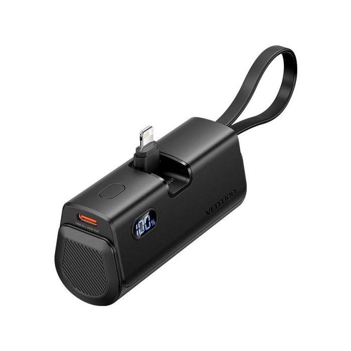 Vention PowerBank 4800mAh - Lightning - Carga Rapida 22.5W - Conector Plegable - Color Negro