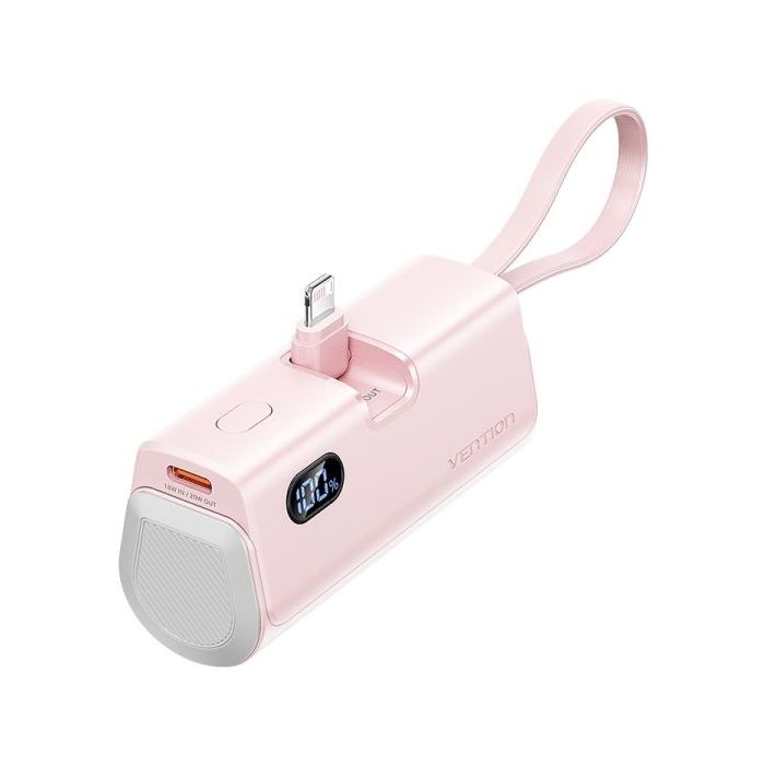 Vention PowerBank 4800mAh - Lightning - Carga Rapida 22.5W - Conector Plegable - Color Rosa