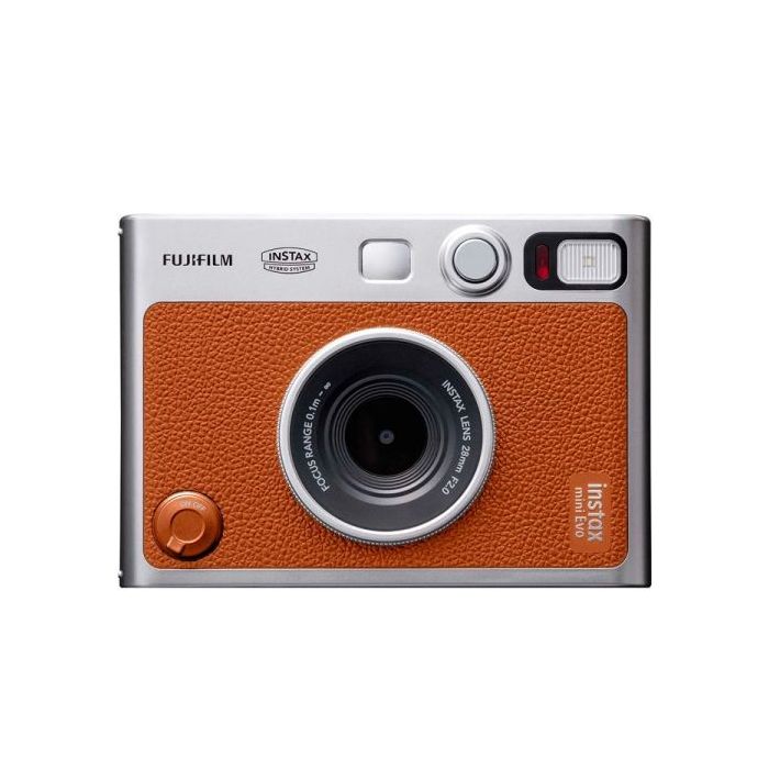 Fujifilm Instax Mini EVO Camara Instantanea Hibrida - Tamaño de Imagen 62x46mm -Espejo para Selfies - Exposicion Automatica  - Color Marron