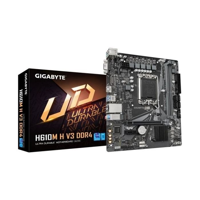 Gigabyte H610M H V3 Placa Base Intel1700 2x DDR4 - M.2, SATA, PCIe3.0 - HDMI, DVI, VGA, RJ-45, USB 3.2 - MicroATX