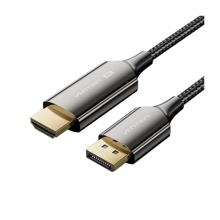 Vention Cable DisplayPort Macho 1.4 8K a HDMI 2.1 8K - 1.8m - Trenzado - Color Negro