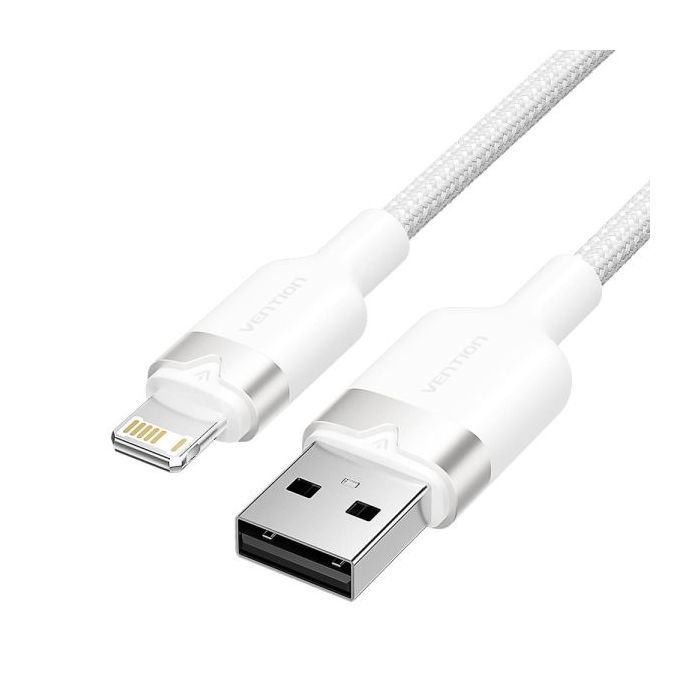 Vention Cable USB-A a Lightning 2.4A - 2m - Trenzado - Color Blanco