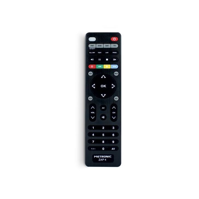 Metronic Mando a Distancia  Universal ZAP 4 EVO 5 Para TV + TDT + SAT + DVD - Color Negro